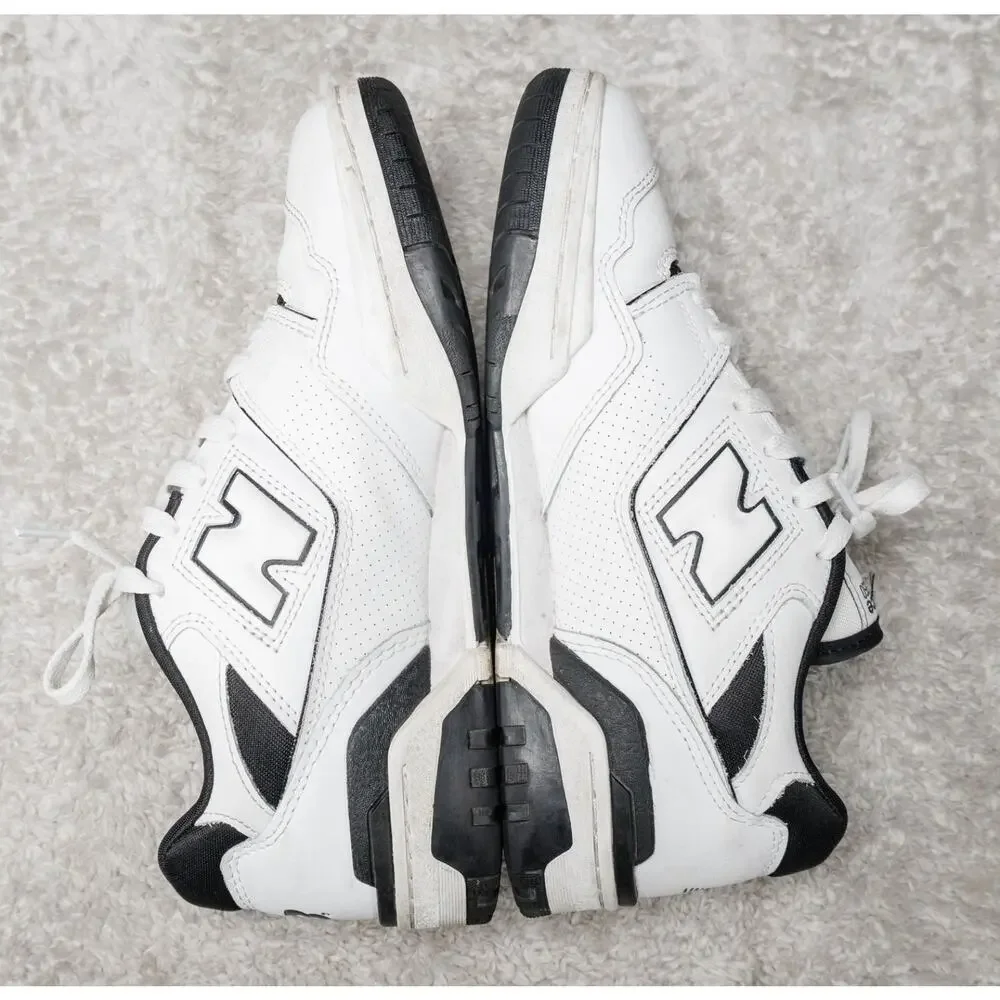 New Balance 550 White Black Leather Oreo Retro Sneakers Mens Size 8 Womens 9.5